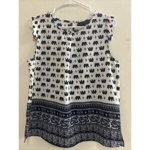 SM Wardrobe Blue Elephant Blouse Size Large